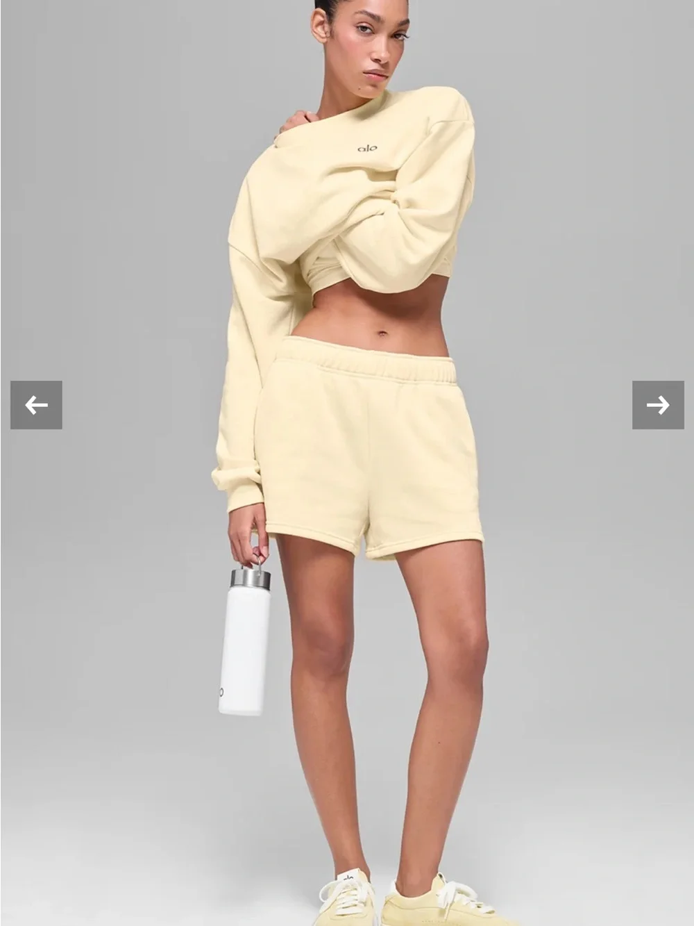 Alo Yoga Accolade Sweat Shorts Candlelight Yellow Sz XXS (00-0) W6472RG